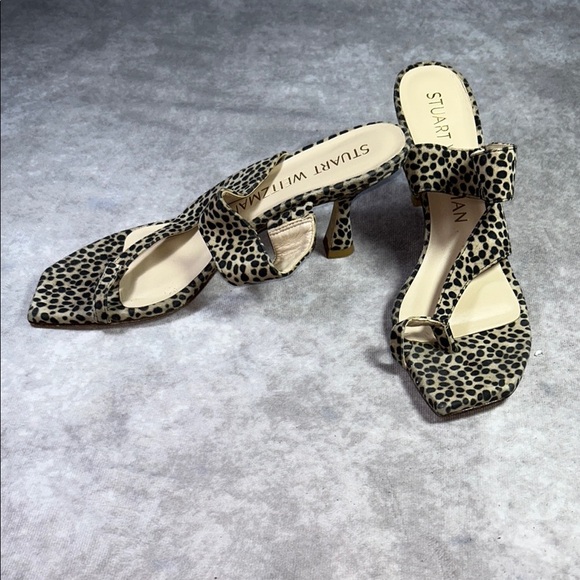 GUC Stuart Weitzman Animal Leopard Print Open Toe Heel Sandal Women Sz US 8 1/2